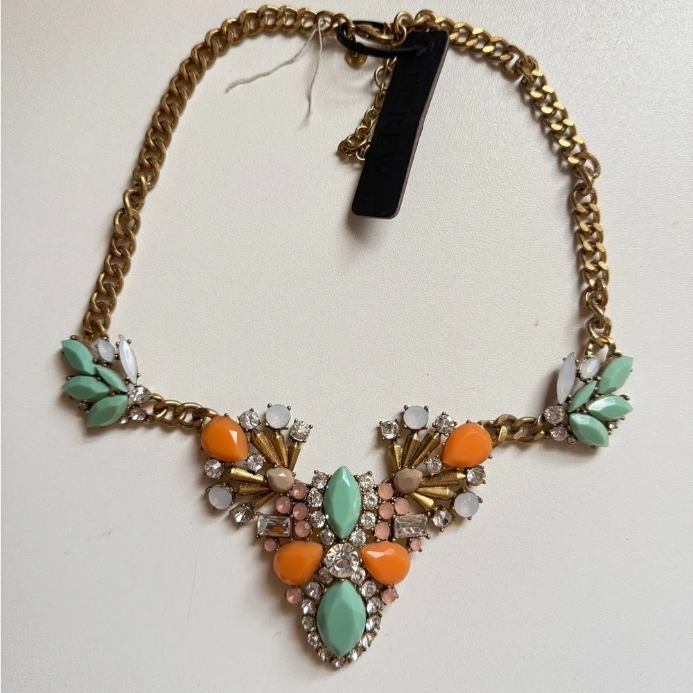 J.Crew Elegant Gold and Turquoise Statement Necklace